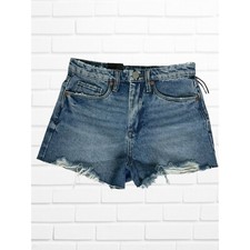 Blank NYC Shorts Women's Sz 26 Denim Distressed Raw Hem High Waisted Blue
