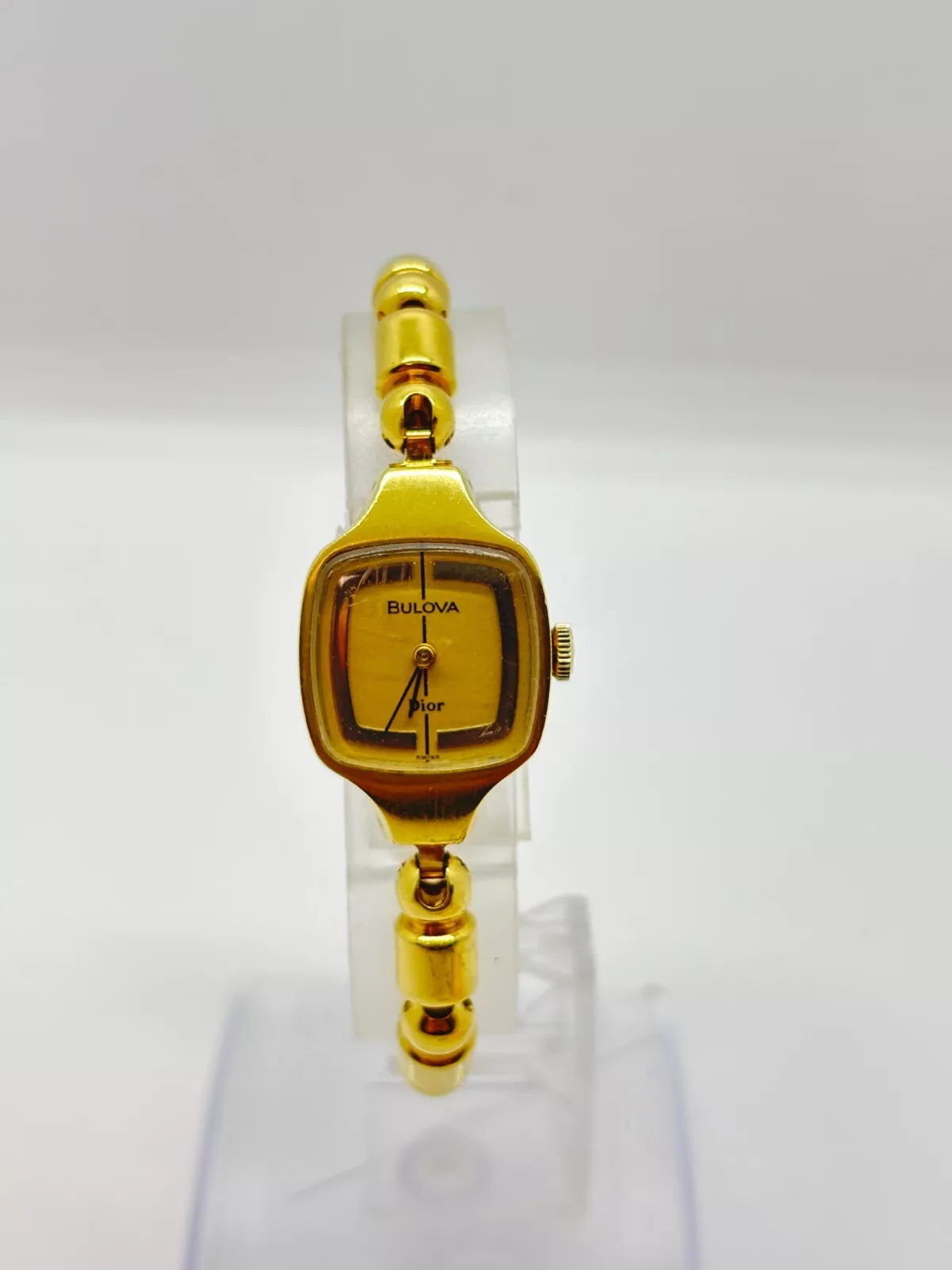 [Exc+5] Montre Christian Dior Bulova Cadran Doré Femme Vintage Occasion Fonctionne F/S