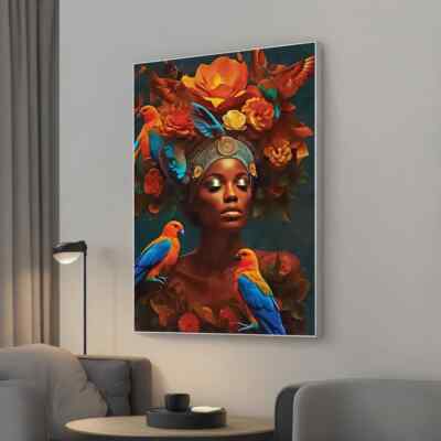 Beauty Bird Woman Ethnic Art Canvas Unframed Print Art | eBay Australia