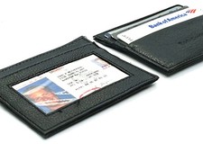 Black Genuine Leather Men's Wallet Credit Card Thin Front Pocket Holder