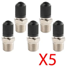 X5 pcs Schrader Tire Valve 1/8" Male NPT Chrome Body Plastic Cap HVAC AIR
