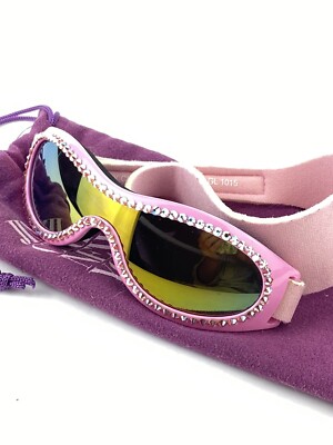 Girls Pink Sunglasses, Ski Googles w/band Jimmy Crystal With Swarovski USA
