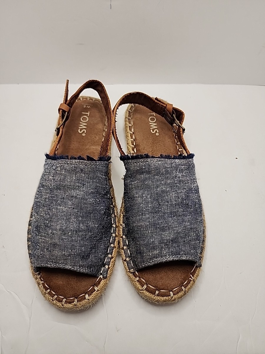 Womens Size Blue Denim TOMS Clara Slub Chambray Slingback