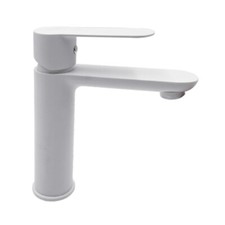Miscelatore Rubinetto Oceania Lavabo in Ottone Colore Bianco Opaco con Piletta