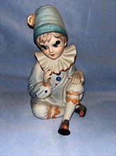 Ceramic Windup Musical Child Clown Playing Bring in the Clowns