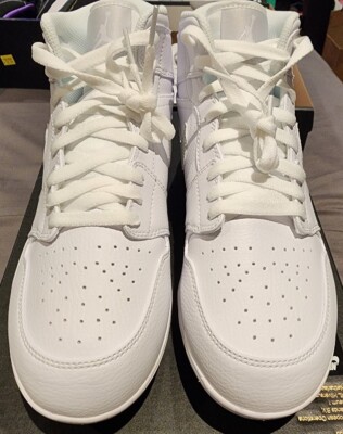 Nike Jordan 1 Mid TD White Gray Fog Football FJ6805-101 Men's 7.5