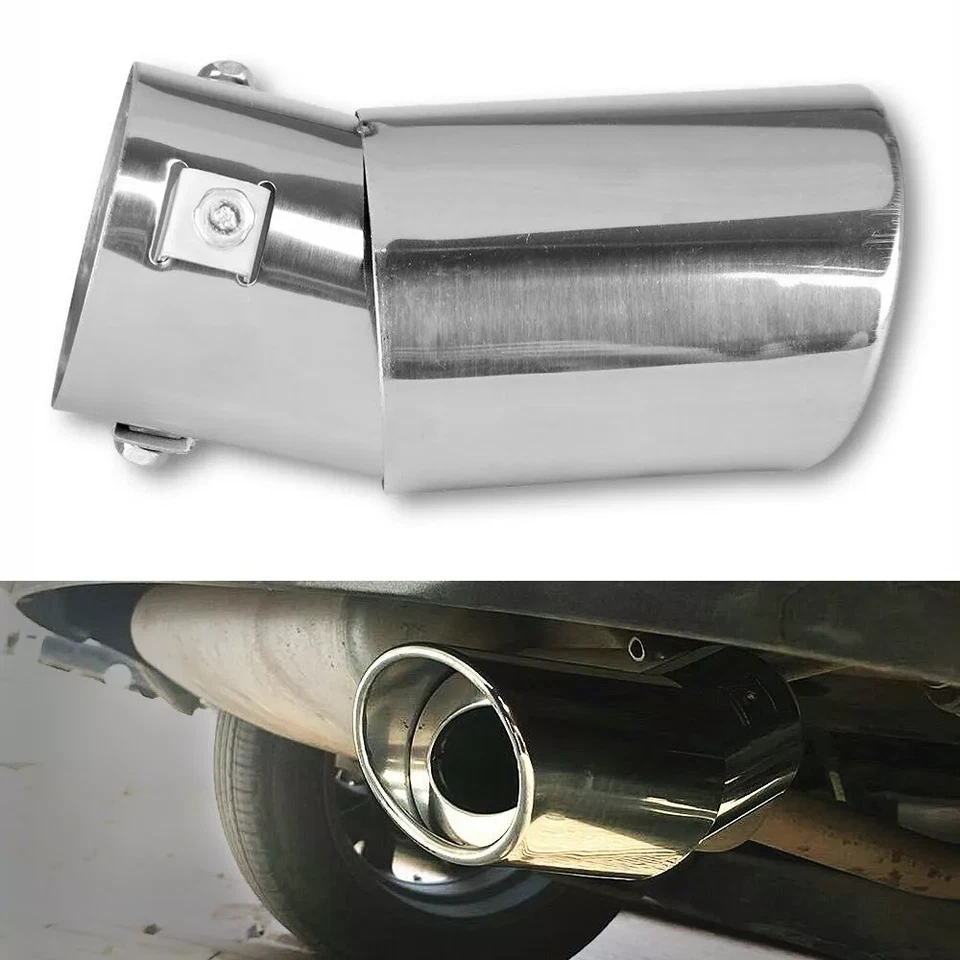 Chrome Curved Exhaust Pipe Tip Rear Tail End Muffler 1.5-2.1" For Lexus GS450h - Image 4 of 4