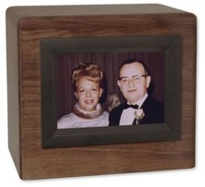 Large/Adult 210 Cubic Inch Photo Companion Wood Funeral Cremation Urn for Ashes