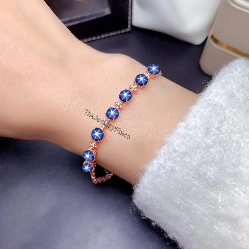 Bracelet Argenté Vintage Avec Perles Et Cristaux Bleu Saphir - Modèle 5563, Occasion