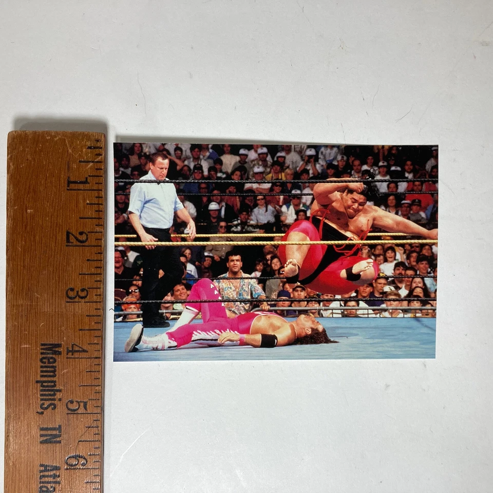 WWF Picture Card #14 Bret Hit Man Hart Yokozuna Wrestle Mania IX Titan 1990s 4X6 - Image 4 of 4