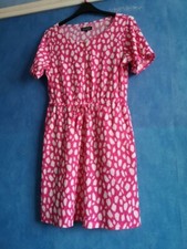 Sosandar Pink Cheesecloth Pockets Short Sleeve Elasticated Waist Dress Size 12