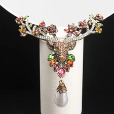 Vintage Cartoon Cute Creative Studded Christmas Reindeer Big Brooch