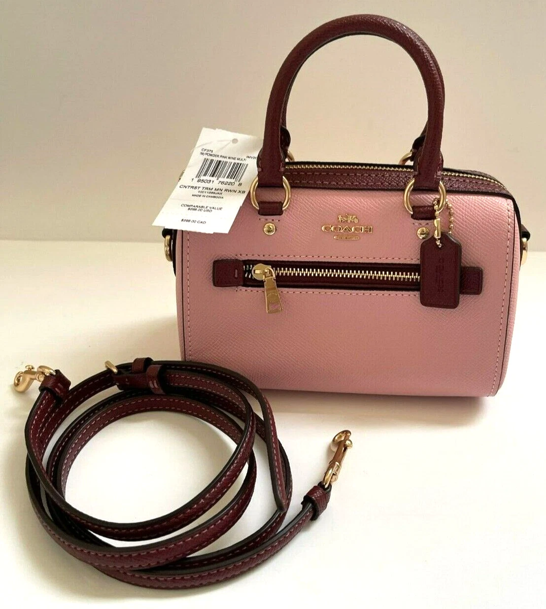 Coach, Bags, Coach Cf375 Mini Rowan Satchel In Powder Pink Wine Multi