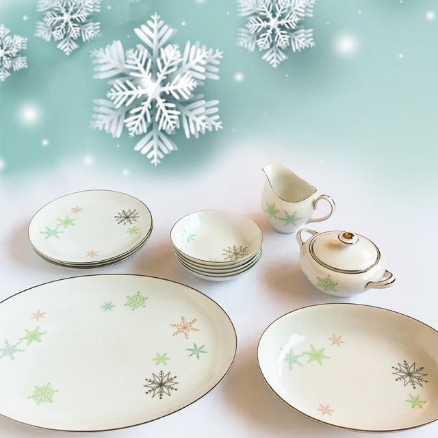 Vintage 1950's Harmony House Snowflake China Christmas Assorted Pieces