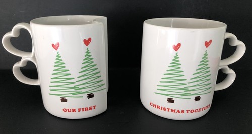 Vintage Enesco - "Our First Christmas Together"- Set of 2 Spooning Mugs -1986 - Picture 11 of 11