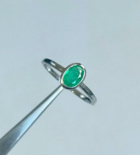 Natural Emerald Oval Gemstone Ring 925 Sterling Silver Handmade Wedding Jewelry