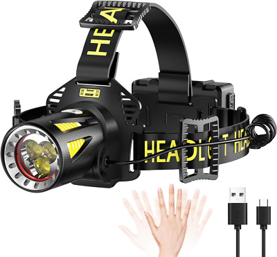Super Bright Rechargeable Headlamp with Motion Sensor for Outdoor Activities