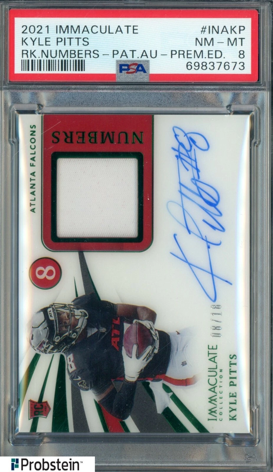 Kyle Pitts Panini Immaculate Collection Rookie Numbers #INAKP Patch Autograph-Premium Edition