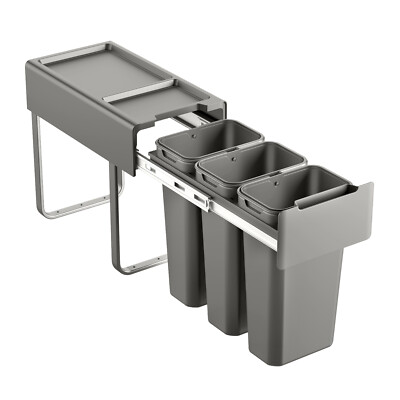 Einbaumülleimer 30L (3x10L) 3 Fächer mit Deckel Mülltrennsystem 3fach SVITA 