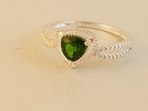 Smaragd-grüner CZ Sterling Silber Ring Gr. STS China Billionen Form - Bild 3 von 11