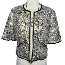 Striking By Christian Siriano Snake Print Crop Jacket Faux Leather 1/2 Sleeve M