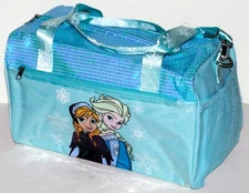 Brand New Disney's Frozen Anna and Elsa Aqua Blue Gym Duffle Dance Travel Bag