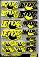 FOX SHOX RACING A4 STICKER SHEET (Re-production) FOX SHOCKS MTB BIKE CYCLING