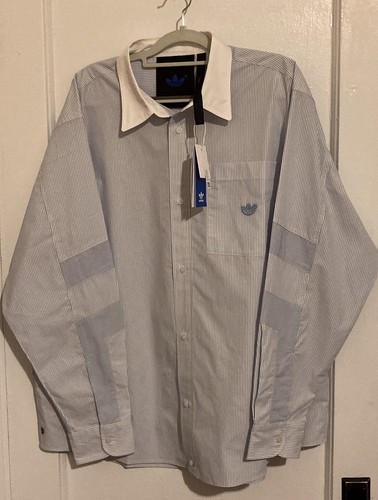 ADIDAS ORIGINALS BLUE VERSION OVERSIZED STRIPES DRESS SHIRT MENS LARGE NEW  | eBay