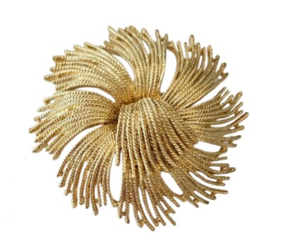 Monet Gold Tone Cordelia Modernist Brooch Signed, Book Piece J37