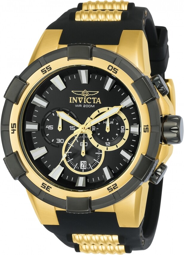 Мужские часы с хронографом Invicta Aviator с кварцевым черным циферблатом 23693