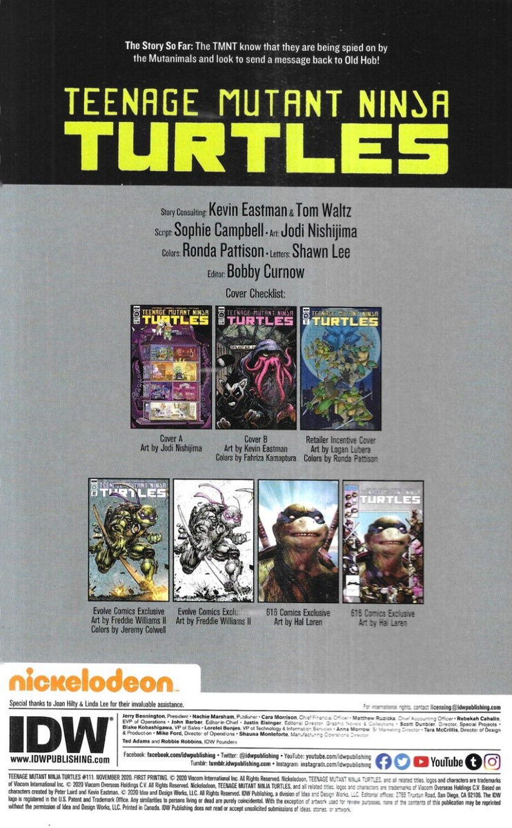 Teenage Mutant Ninja Turtles Comic 111 First Print Cover A