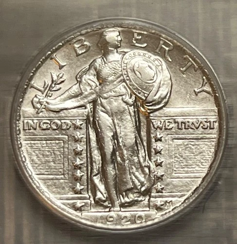 1920 Standing Liberty quarter, ICG AU-55 details