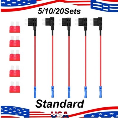 5/10/15/20 Set Car 12V Add-a-circuit Fuse TAP Adapter w 10A Standard Blade Fuse