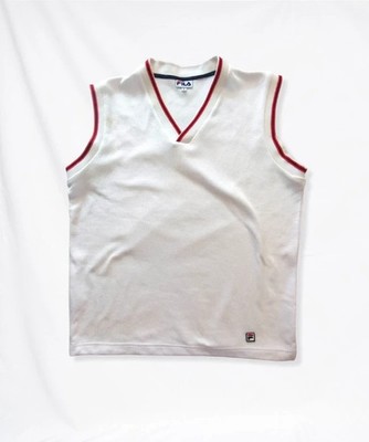 Fila Weste weiß Vintage Mesh Unisex Gr. M ärmellos Sport