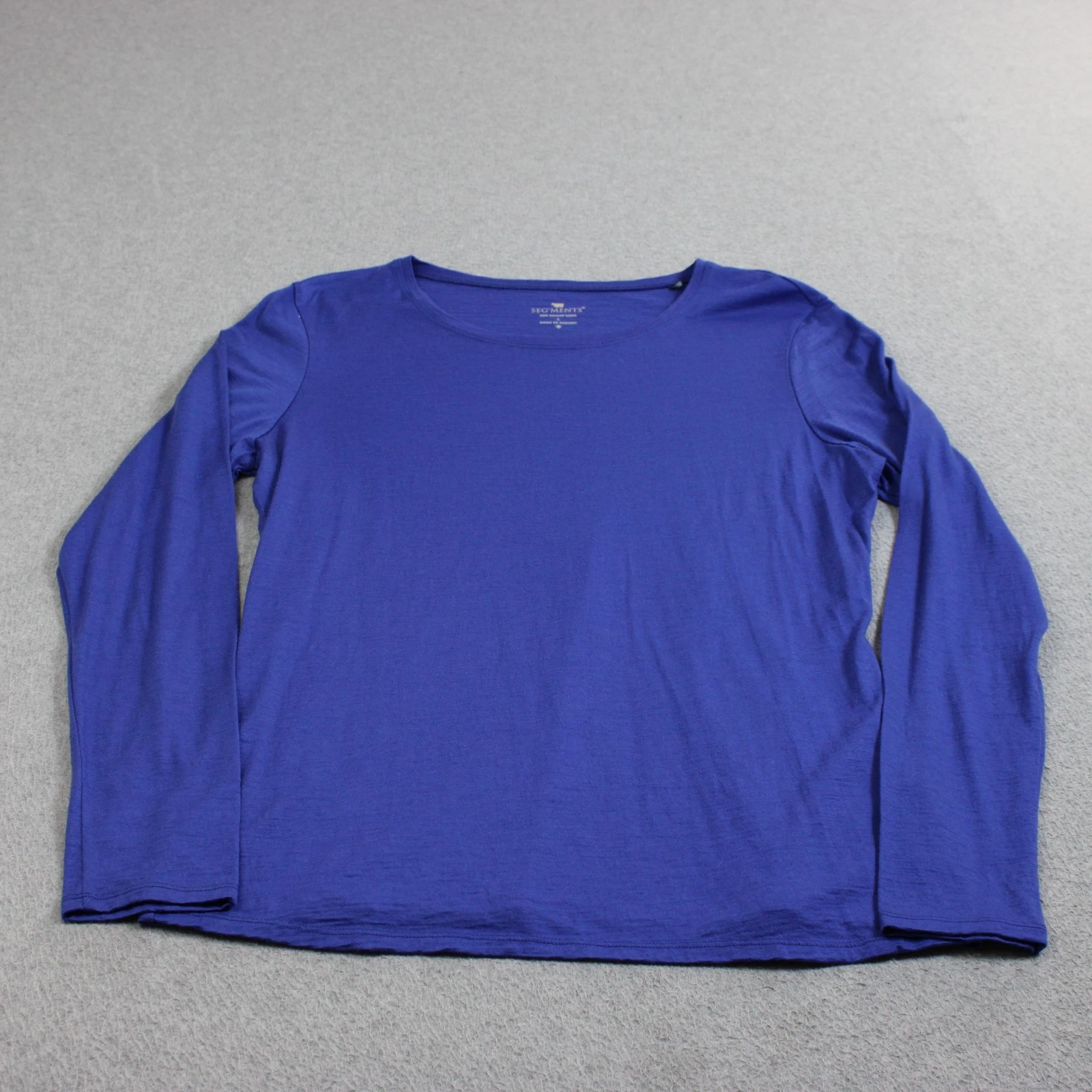 SEG'MENTS Merino Wool Shirt Womens Large Blue Long Sleeve Hiking Base Layer