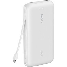 Belkin BoostCharge 30W 20000mAh Portable Power Bank with Integrated USB-C Cable,