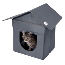 Outdoor Stackable Cat House Water-Resistant Kitty Condo W/ Dual Doors Easy