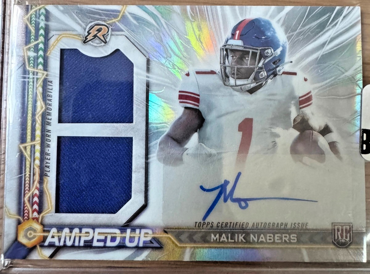2024 Topps Resurgence Malik Nabers RC Rookie Amped Up Dual Patch Auto RPA #AU-MN