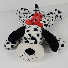 Hugfun Dalmatian Plush Dog Stuffed Animal 16 Inch Black White Red Bow Toy Gift