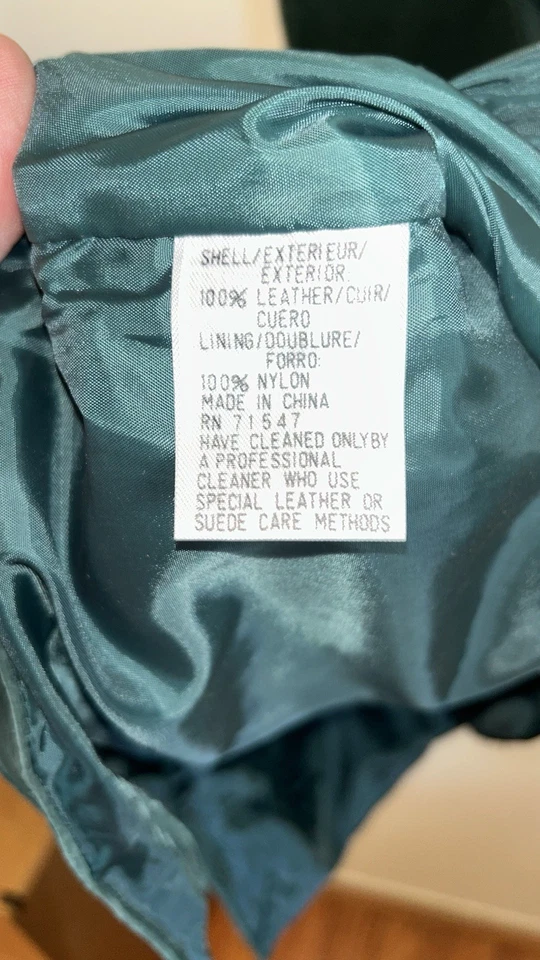 Chaleco de cuero verde vintage sin marca ver medidas para talla Foto 3 de 4