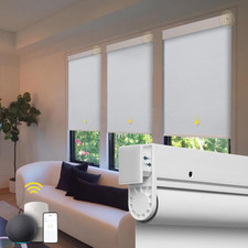 Motorized Cordless Roller Blinds with Remote Control - White 34"x72