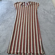 Zara Trafaluc Sheath Dress Womens Small Multi Metallic Striped Cap Sleeve V Neck
