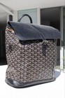 Goyard Goyardine Medium Backpack Top Handle Buckle Flap Adjustable Strap Black — photo 4