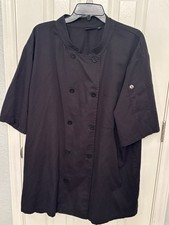 Chef Works XL Black Double Breasted Short Sleeve Chef Coat Jacket Button Closure