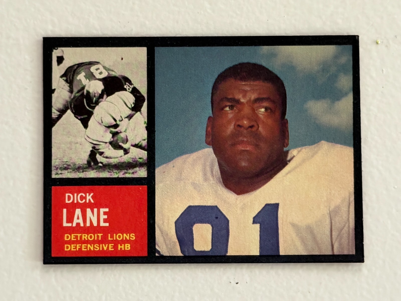 1962 Topps Football #60 Dick Lane Detroit Lions - NM