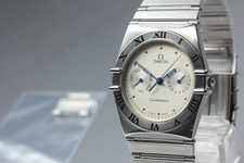 Omega Constellation 1987 casi como nuevo 32 mm 396,1070 cuarzo plateado vintage para hombre