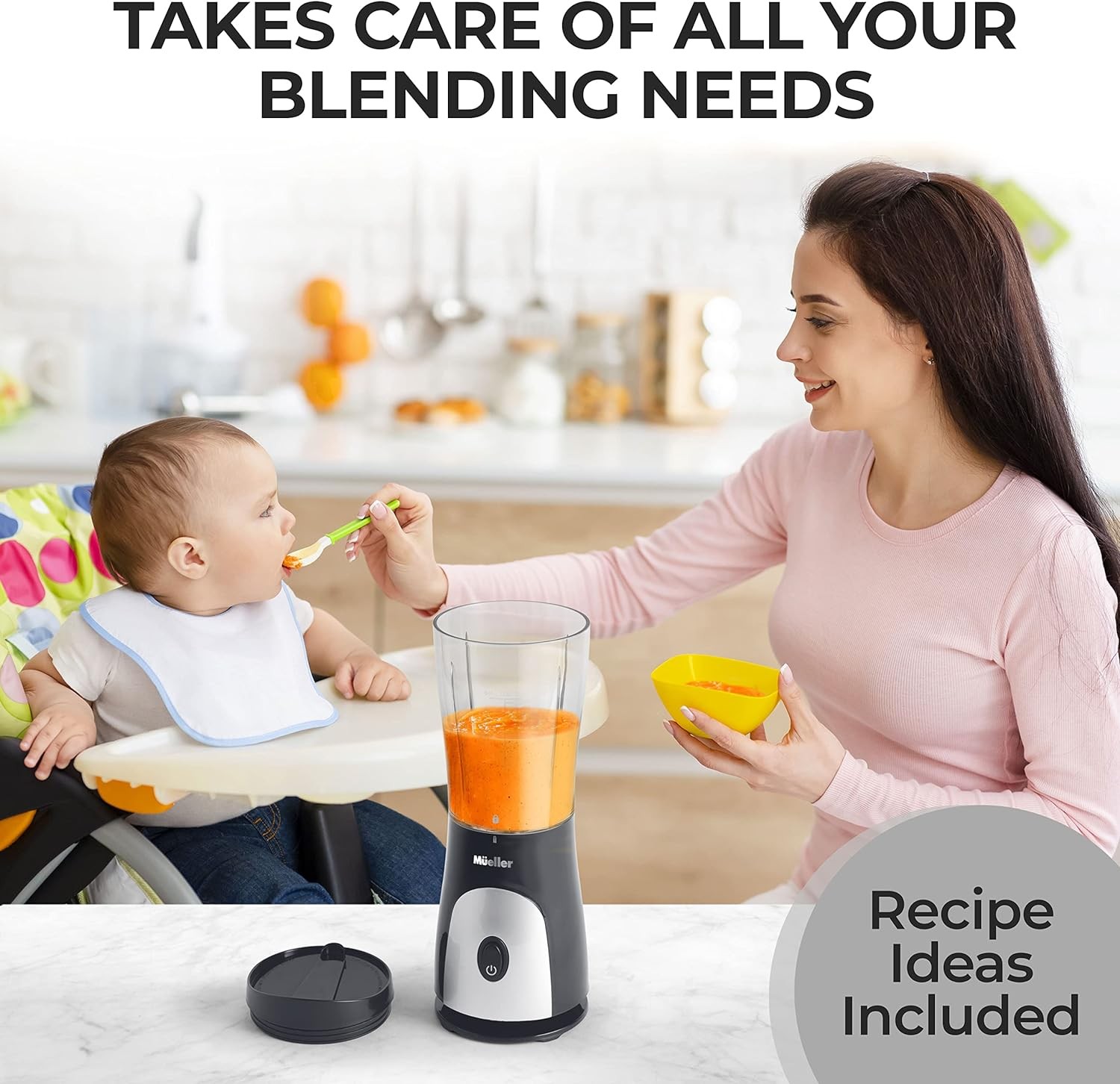 Mueller Personal Blender for Shakes and Smoothies with 15 Oz Travel Cup Gray 