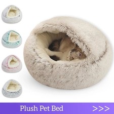 Plush Dog Cat Pet Sleeping Bed Anti-Slip Kennel Puppy Cave Warm Nest Super Soft