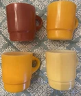 Vintage Anchor Hocking Fire King Ware 4-Coffee Cup Mugs Multi Colors