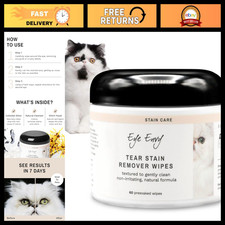 Tear Stain Wipes for Cats - Natural Formula, Textured, 60 Count, USA Made, Groom